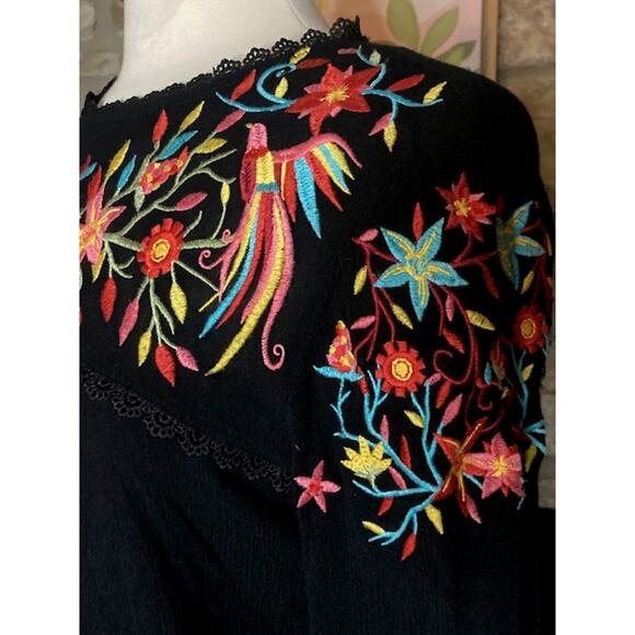 Black Floral Embroidered Blouse - Starrs on Mercer - Size S - Picture 3 of 8